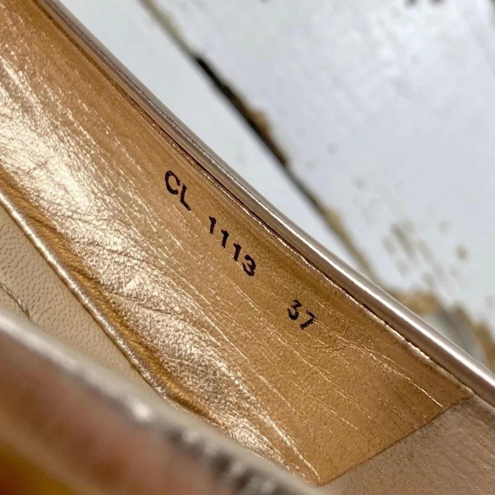 Christian Dior Gold Metallic Pointed Toe Flats - Picture 7 of 7